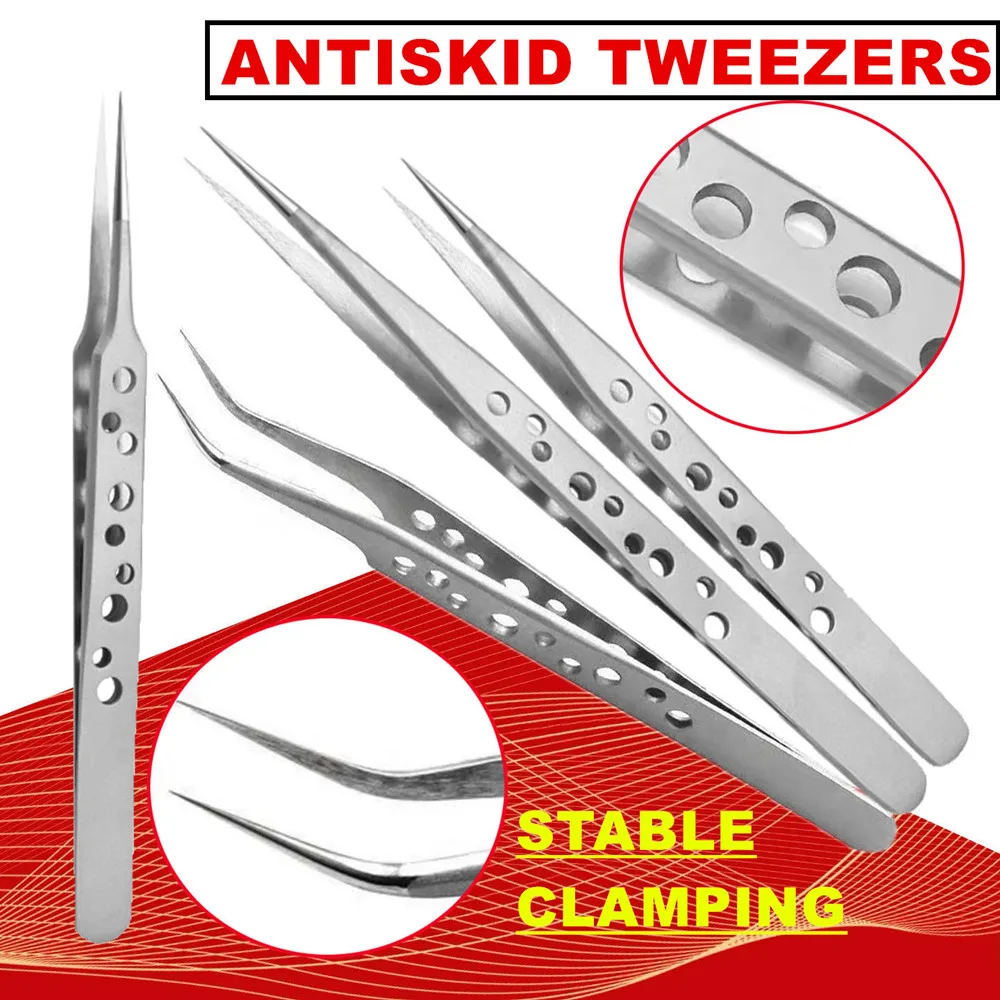 10 قطعة مجموعة ملاقط مع حقيبة الصناعية الإلكترونية ESD الفولاذ المقاوم للصدأ مكافحة ساكنة الدقة الملقط أطقم أدوات إصلاح الهاتف اليدوية #5