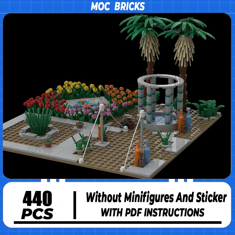 Street View Model Moc Building Block Modular Old Fountain and Gardens Model Technology Brick DIY Assembly Toy Holiday Gifts