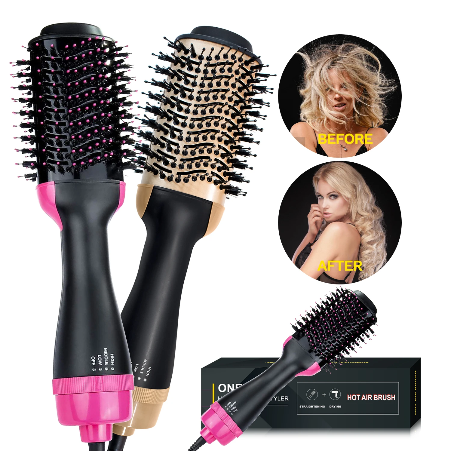 Hair Dryer Brush Blow Dryer 3 In 1 Hot Air Brush Styler and Volumizer One Step Hair Blower Brush Electric Hair Straightener Comb