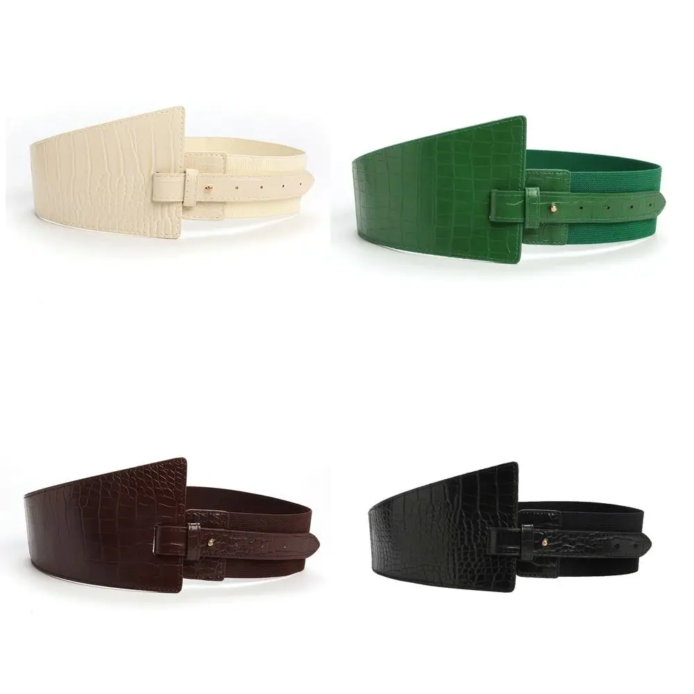 

Leather Adjustable Waistband Wide Belt Crocodile Pattern Waist Corset Belts Elastic Belt Elastic Cummerbunds Women Waist Belt