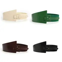 Leather Adjustable Waistband Wide Belt Crocodile Pattern Waist Corset Belts Elastic Belt Elastic Cummerbunds Women Waist Belt