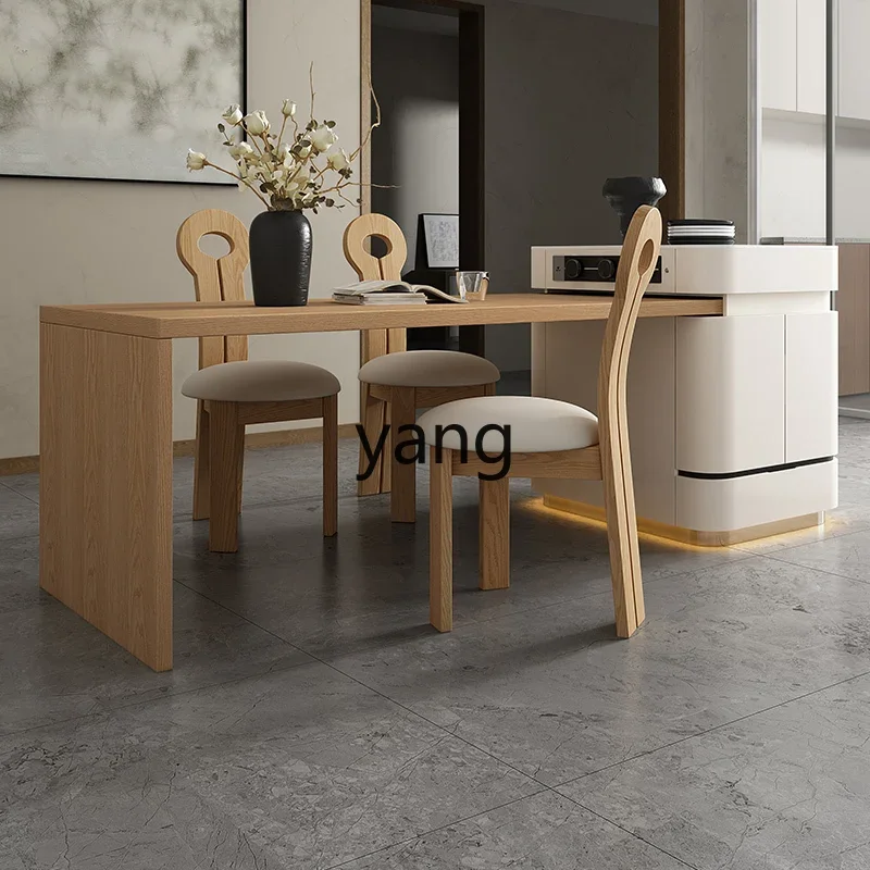 LTT cream dining table integrated household retractable solid wood wabi-sabi multi-functional kitchen guide table