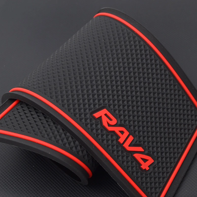 11 pcs Car rubber anti-slip mat coaster Door Slot Mat Set For Toyota RAV4 2013 2014 2015 accessories