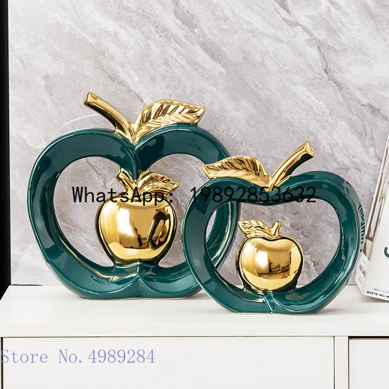 

Simulated Apple Hollow Golden Ceramic Art Crafts Desktop Storage Ornaments Candy Jar Storage Box Golden Apple Home Furnishings