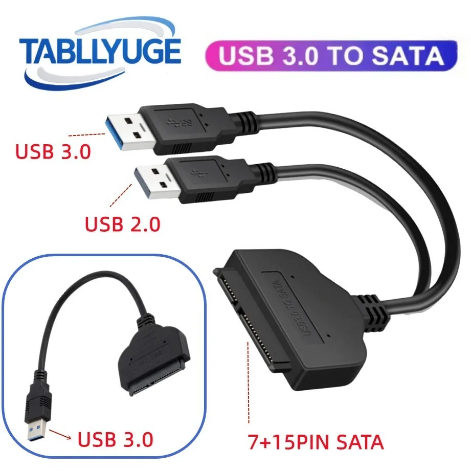 yZ[zSATA - USB 3.0/2.0 A_v^[P[u 7+15 22s SATA - USB 3.0 A_v^[ϊR[h 2.5C`OtHDD/SSDn[hhCup