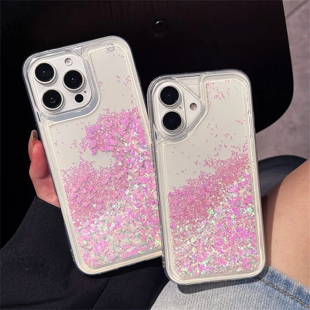 17 caso flutuante glitter líquido bling capa para iphone ar 16 plus 15 14 pro max 12 11 13 areia movediça telefone funda coque capa