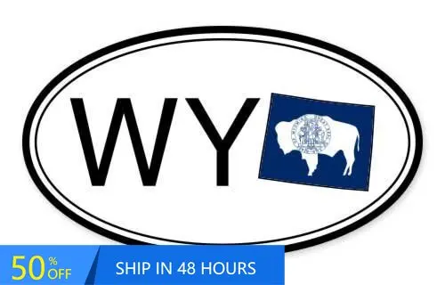 

Wyoming State Flag Oval Cute Camper Van Car Boat Bumper Waterproof Vinyl Decal Accessory Trendy Cool Funny