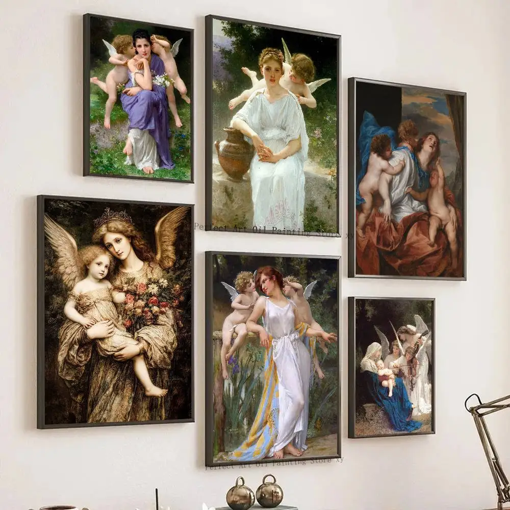 Famous William Bouguereau Artworks Posters Living Room Bar Cafe Quality Canvas Vintage Style Comics Painting Art Home Wall Decor