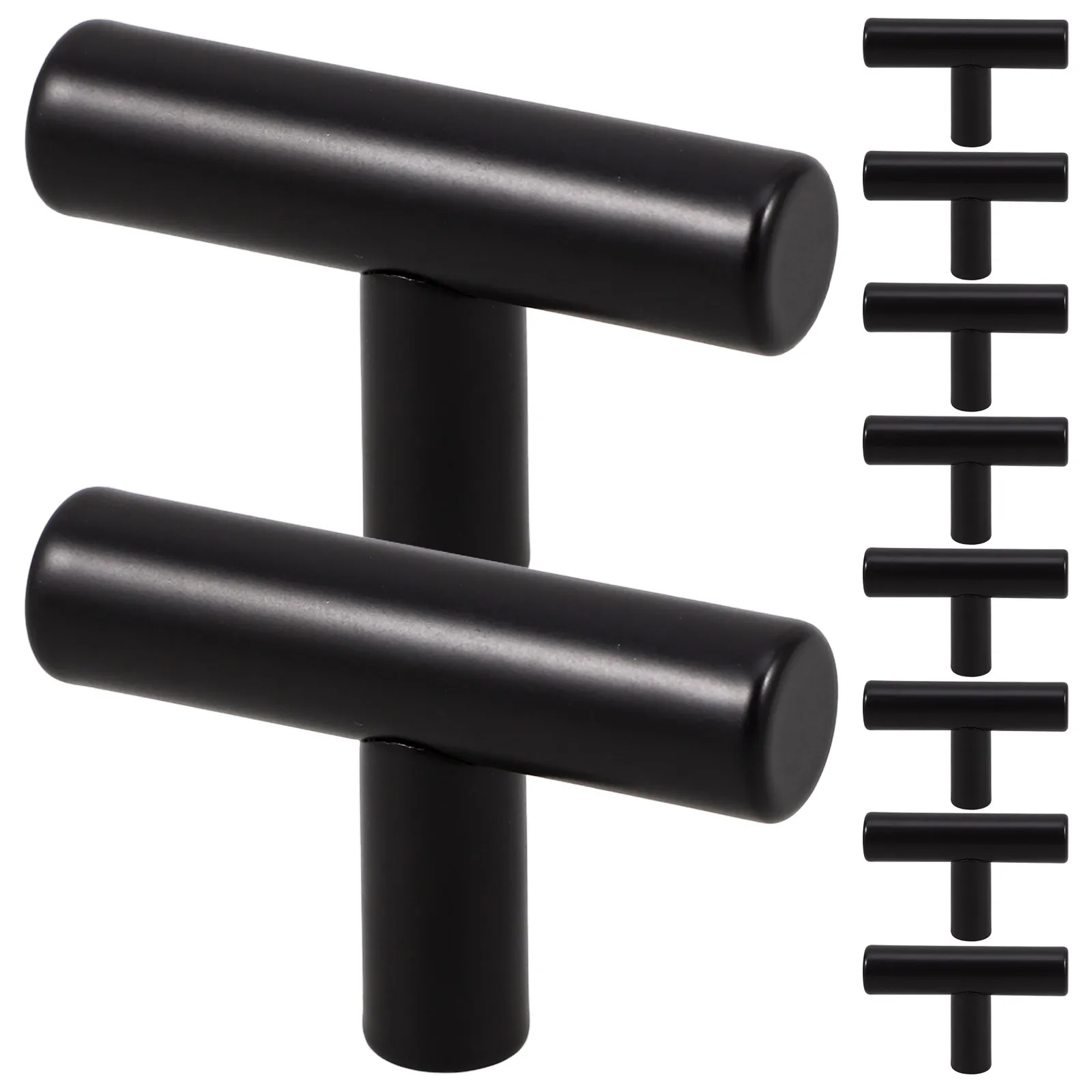 10Pcs Cabinet Handles Matte Black Hollow Stainless Steel Kitchen Bathroom Drawer Pulls Black Closet Door Knobs Modern Style