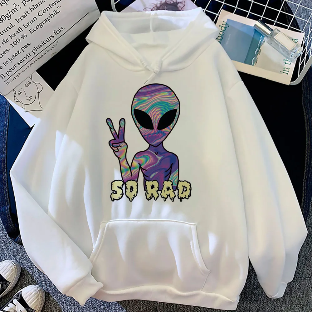 

Psychedelic Alien hoodie clothes for teens funny anime sweater graphic women pullover hoddie Y2K soft fabric modern style winter