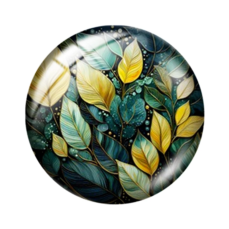 Watercolor green plants 10pcs 12mm/16mm/18mm/25mm Round Photo Glass Cabochon Demo Flat Back Making findings Price: CNY 12.48 / p