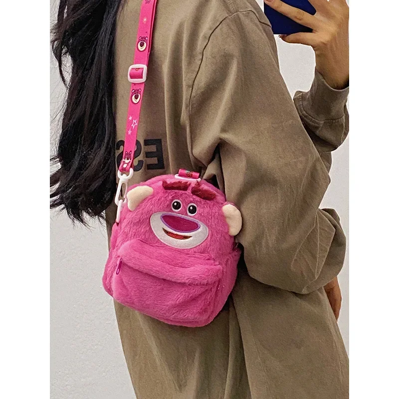 Disney nowa kreskówka pluszowa torba na ramię słodkie torby Crossbody na co dzień Lotso futrzane torby Kawaii Anime torebki kudłate plecaki z