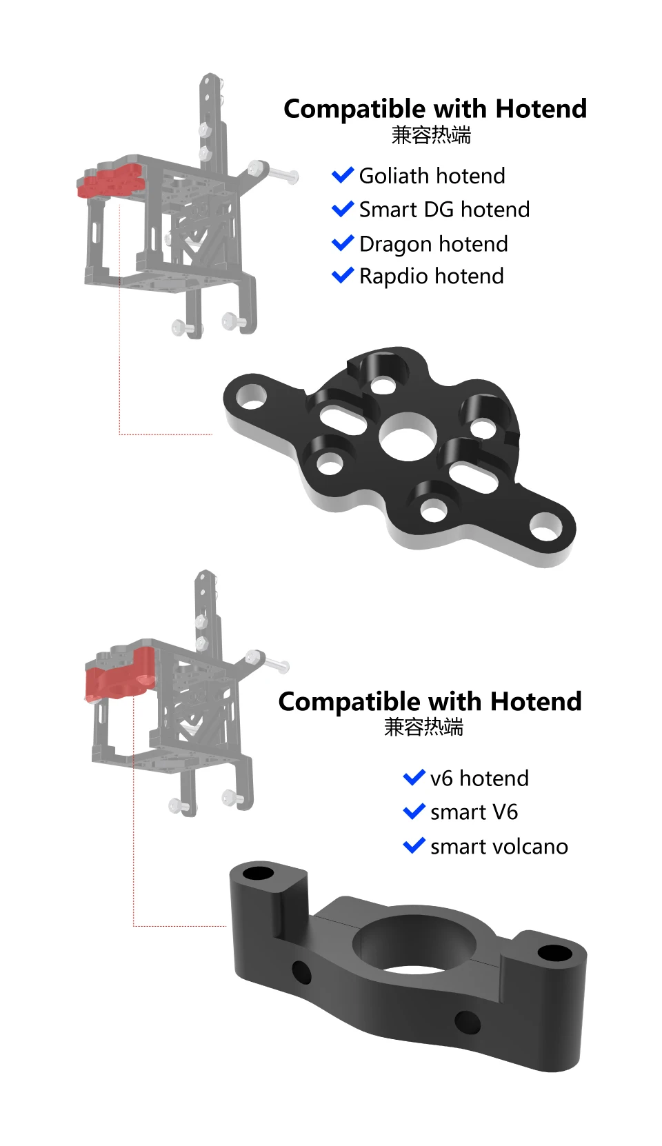 Mellow cnc alumínio vzbot 330/235 suporte da cabeça de impressão