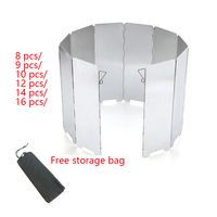 Foldable Gas Stove Windshield Outdoor Camping Cooking Burner Windproof Screen Aluminium Alloy Outdoor Stove Wind Shield