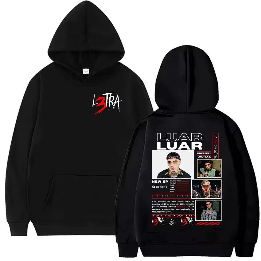 

Худи Rapper Luar La L3TRA Tour Merch 2026: Модный флисовый пуловер унисекс для мужчин и женщин, готический стиль, уличная одежда