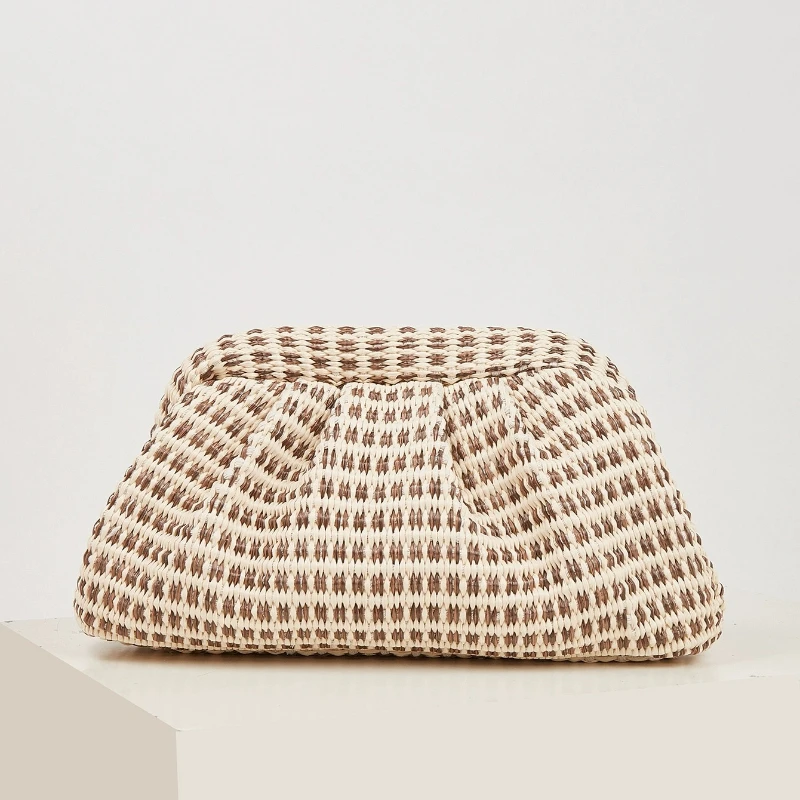 

Summer New Straw Weaving Clutch Bags for Women Fashion Simple Cloud Bag Vacation Beach Woven Outdoor Wedding Crossbody Handbag