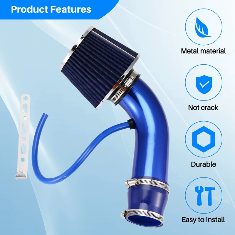 Automobile 76Mm Refitted Winter Mushroom Head Air Filter Intake Pipe Filter High Flow Air Filter Aluminum Pipe Kit