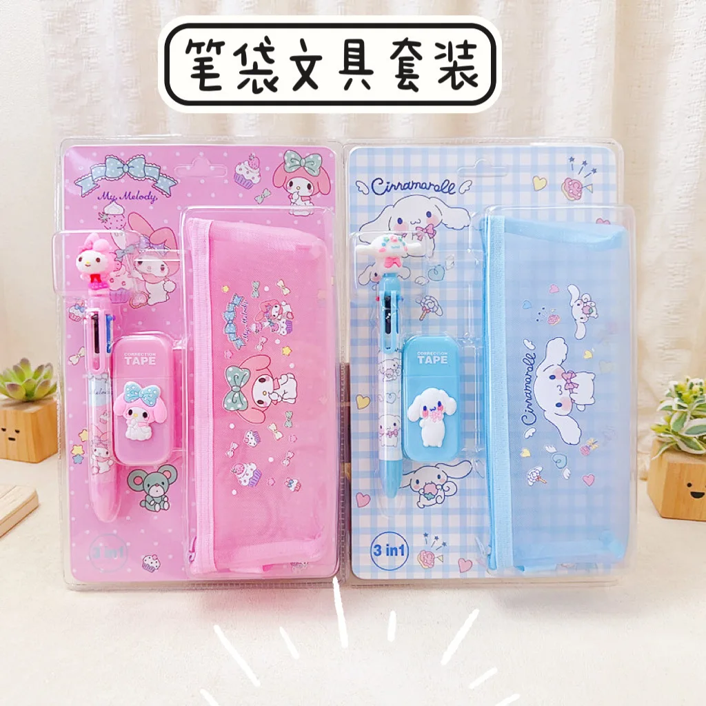 Sanrio Stationery Set Stationery Bag Cinnamoroll Mymelody Kuromi Gel Pens Correction Paper Primary School Supplies Student Gifts