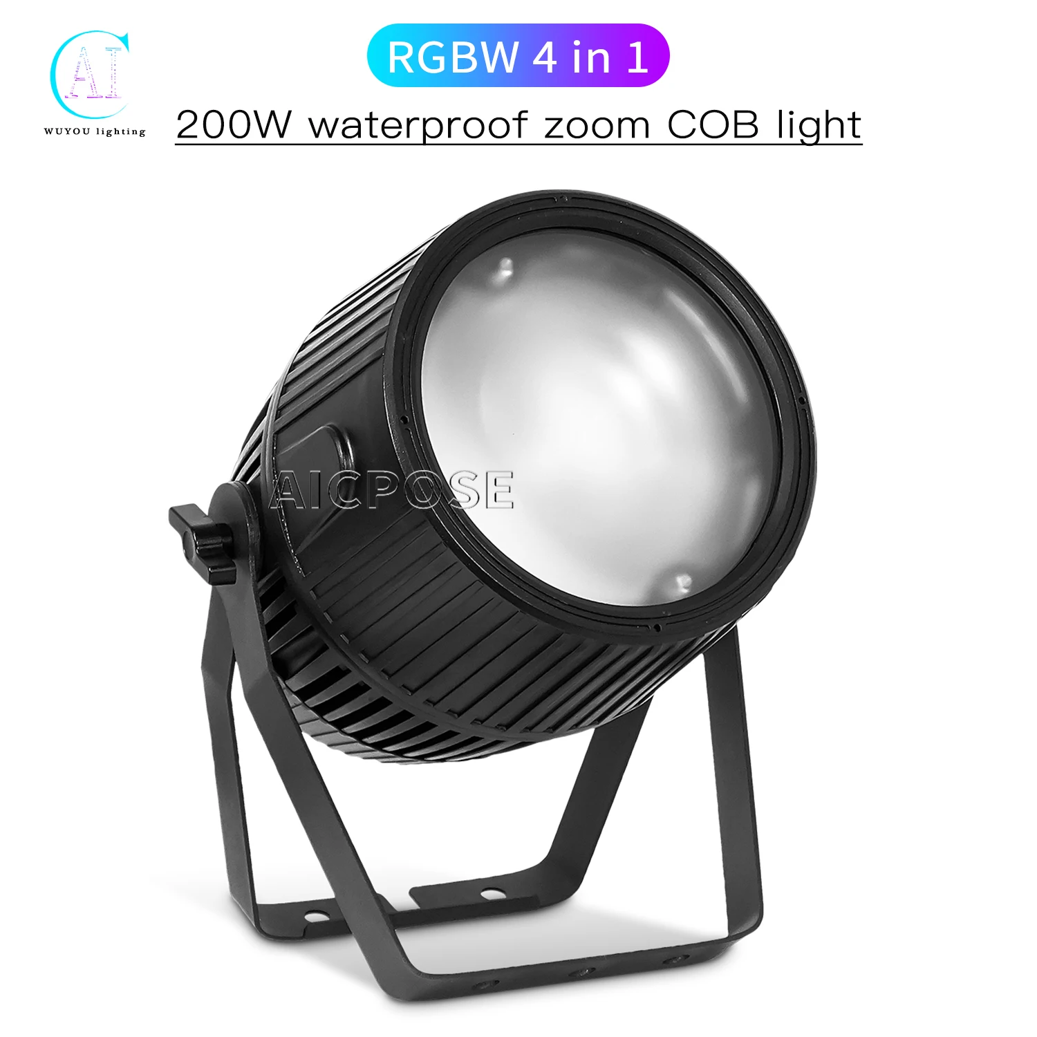 

200W COB RGBW 4 in 1 Waterproof Zoom Light Cool White/Warm White Stage Spotlight DMX Control DJ Disco Outdoor Show Lighting