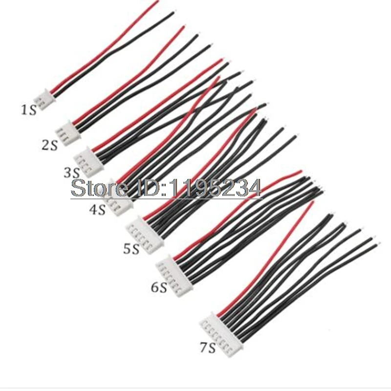 100Pcs 200mm JST XH 1S 2S 3S 4S 5S 6S 7S Connector Balance Wire Extension Charged Cable Plug Lead Cord 22AWG for RC Lipo Battery