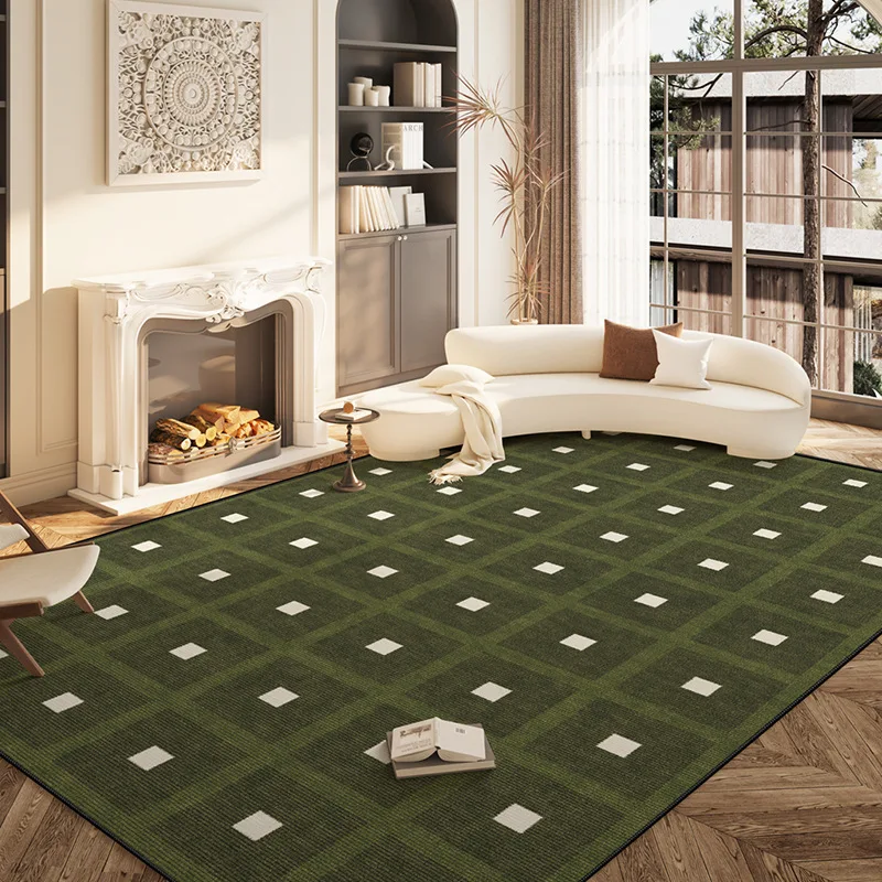 Army Green Retro Carpet Simple Geometric Home Large Rug Cloakroom Bedside American Floor Mats Non-slip Dirt-resistant Bedroom