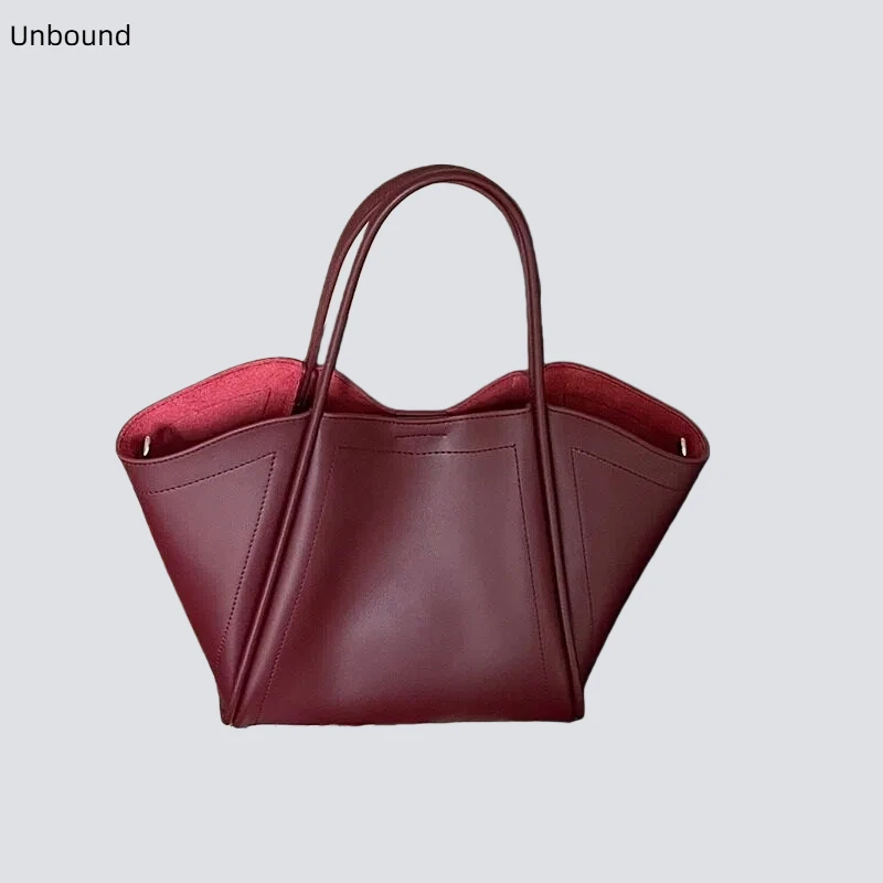 

Autumn Winter Genuine Leather Womens Commuter Bag Luxury Cowhide Shoulder Crossbody Handheld Large Capacity Light Elegant Tote