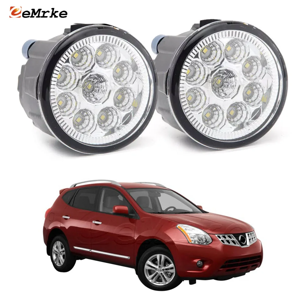 Upgrade LED Fog Lights Driving Lamp PTF For Nissan Rogue I Facelift 2011 2012 2013 Front Bumper DRL Car Daytime Running Light