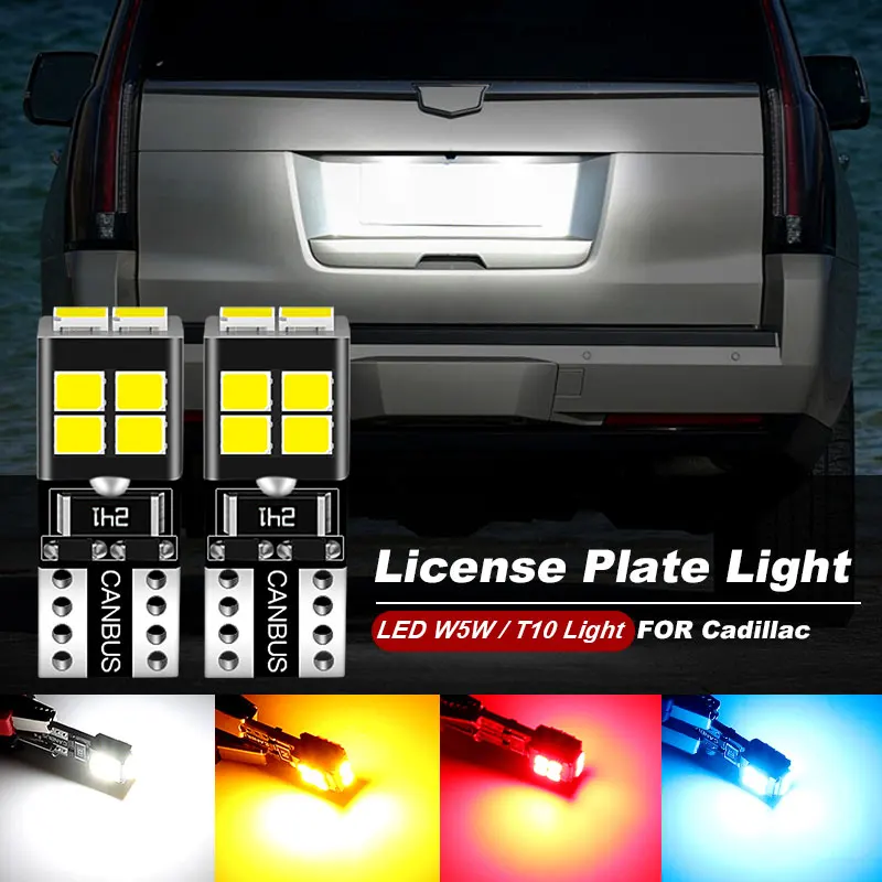 2pcs For Cadillac CTS XLR SRX STS DTS ATS ELR XTS Escalade ESV EXT Seville LED License Plate Light Bulb W5W T10 168 Lamp Canbus