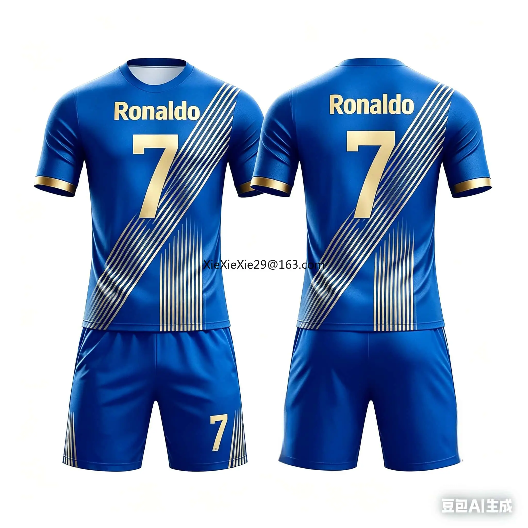 2026 Fashion New AI Ronaldo No.7 3D Cool Quick Drying Football Summer Children's T-shirt Shorts Set Parent Child Large Size