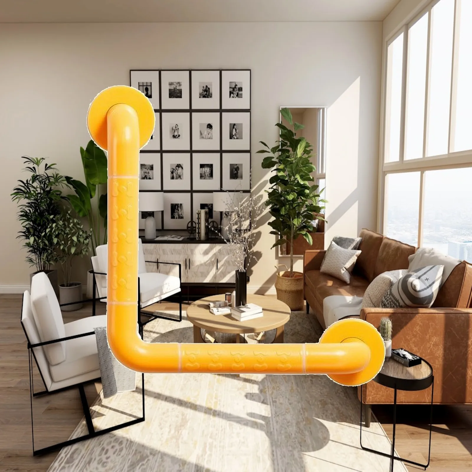 90 Degree L Shaped Safety Grab Rail for Shower Toilet Bathroom Support Heavy Duty Non Slip Textured Handicap Grip