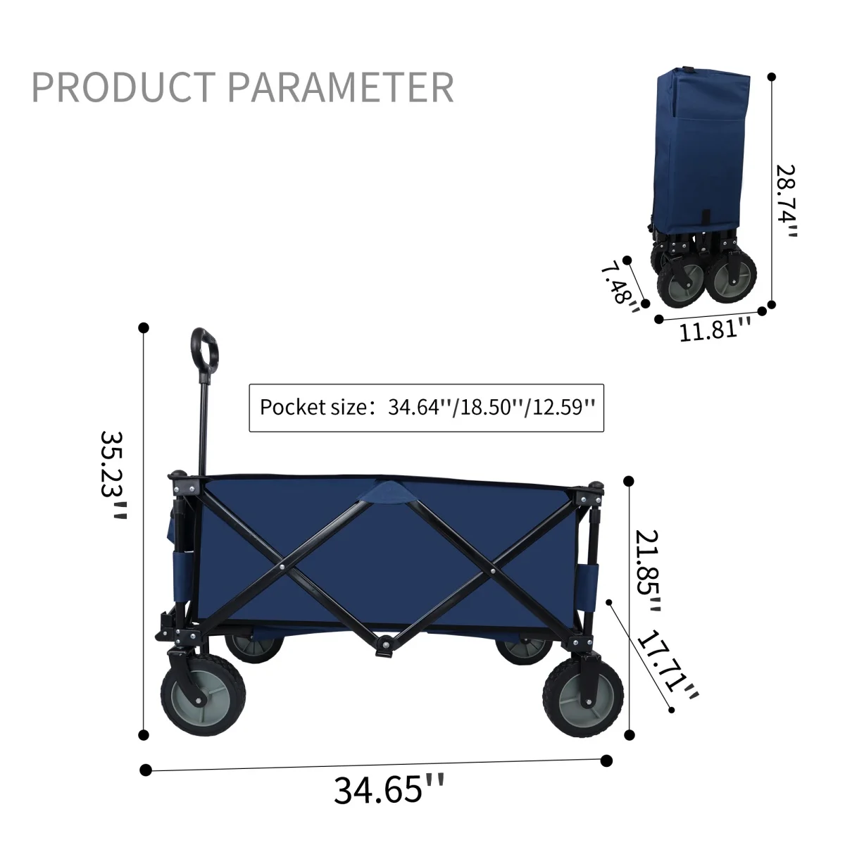 Garden Cart 220LBS Capacity Wagon Cart With 7