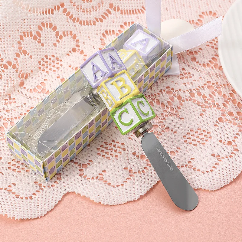 

(10Pcs/lot) Baby birthday gifts of ABC spreader Party Favors for Baby baptism guest favors for ABC Butter knife Baby decorations