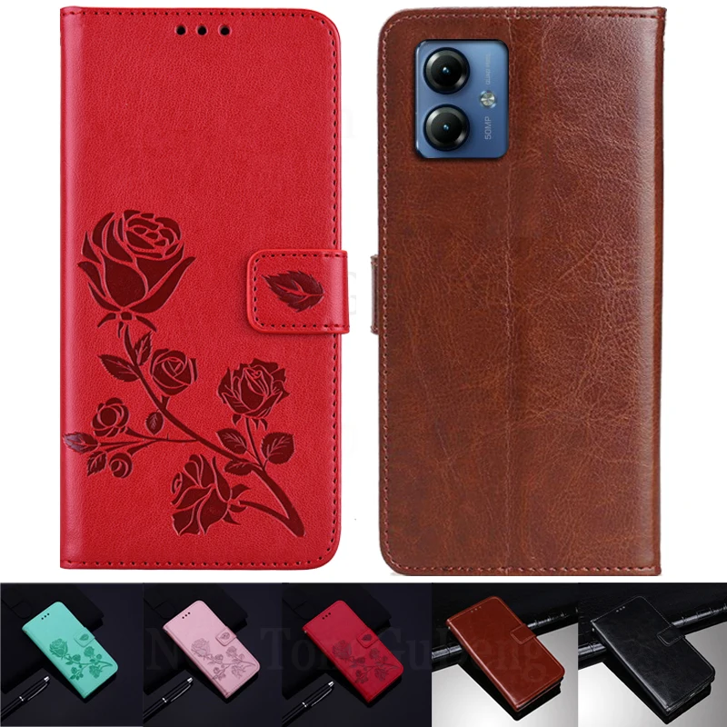 For Motorola Moto G14 6.5 Luxury Leather Wallet Case Multi Card Slot For Moto G 14 MotoG14 XT2341-4 Magnetic Phone Case