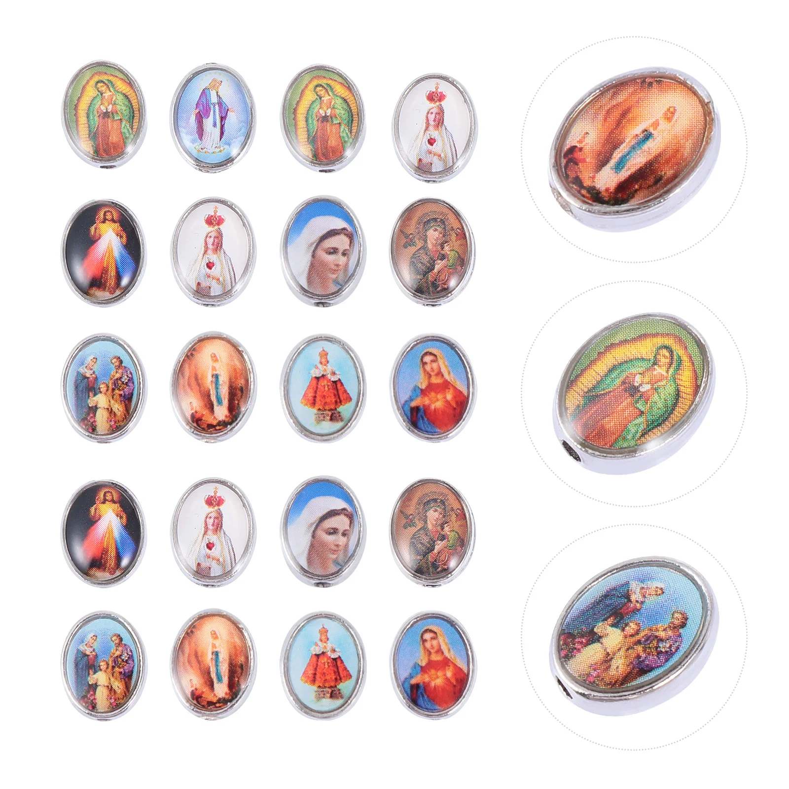 

20 Pcs Religious Figure Jewelry Virgin Mary Accessories Sticker Dripping Fitting Alloy Bracelet Catholic Necklace Kids