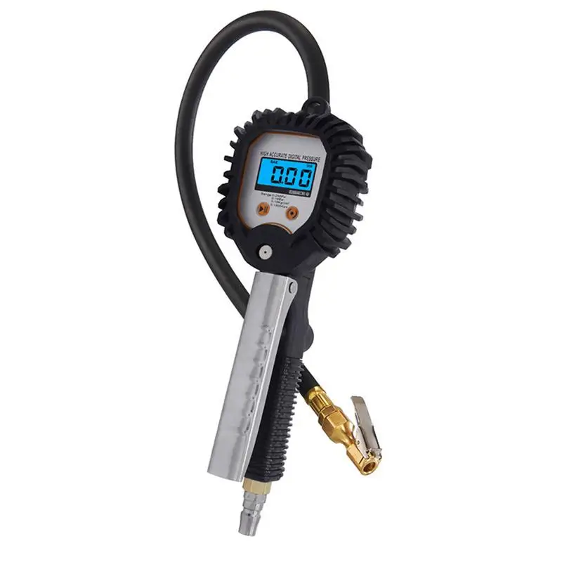 

Car Tire Inflator Gauge Air Chuck Tire Gauge 255 PSI 4 Settings Tyre Accessories With Wide Backlit LCD Screen Air Chuck And