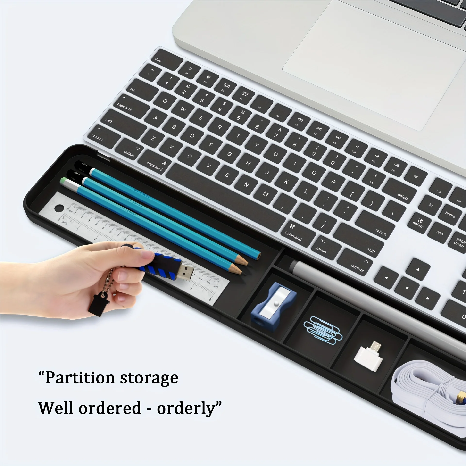 Leather Keyboard Wrist Rest Pad Ergonomic Soft Memory PU Foam Support Desktop Storage Box Easy Typing Pain Relief for Office Hom