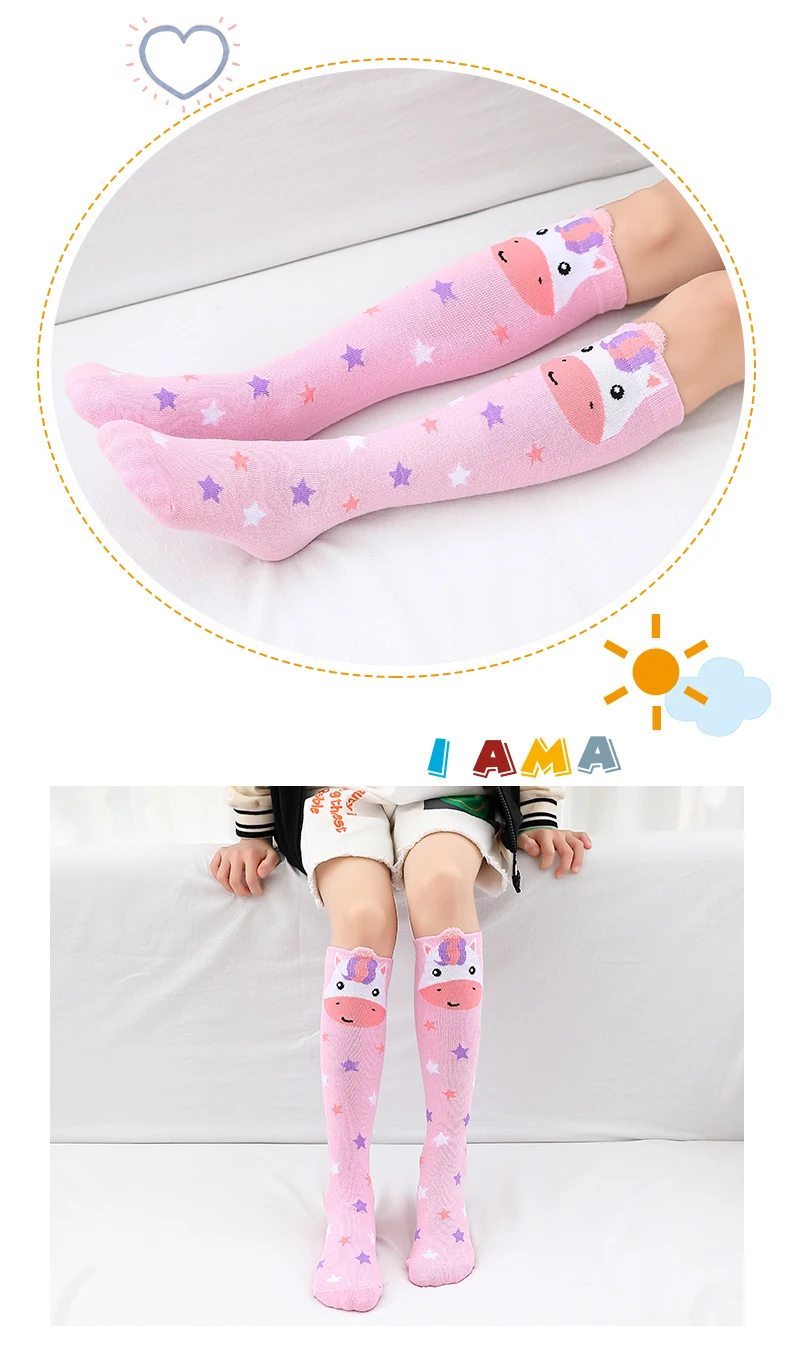 Kinder-Wärmesocken, Kurze Niedliche Cartoon-Socken, Kniehohe Kindersocken, Baumwoll-Babysocken mit Tiermotiven, Überkniestrümpfe für Mädchen – Detail 11