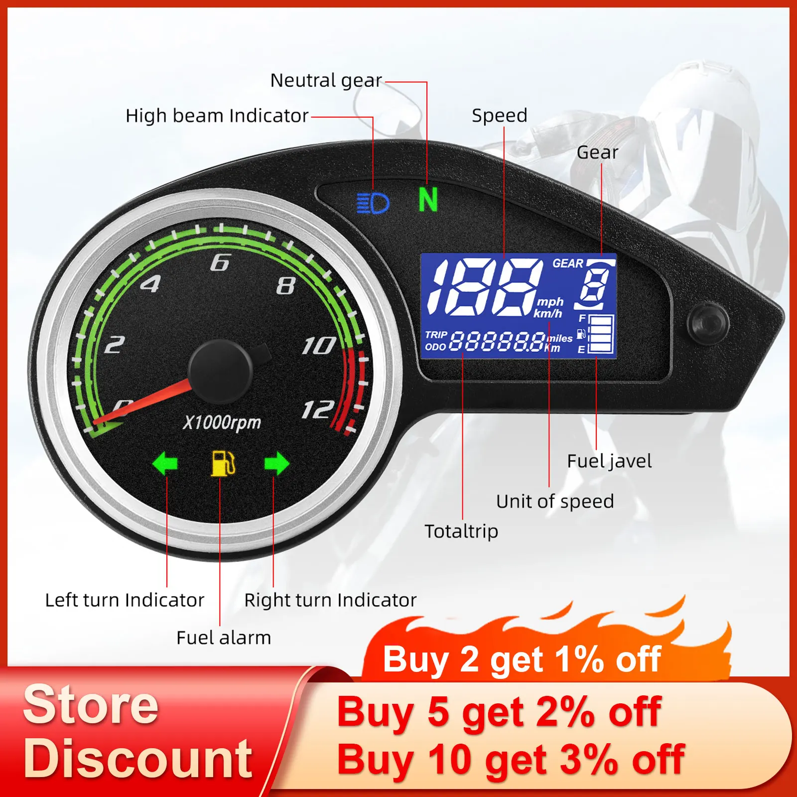 Thumbnail 2 - #78 Best Motorcycle Tachometers to Buy In 2026