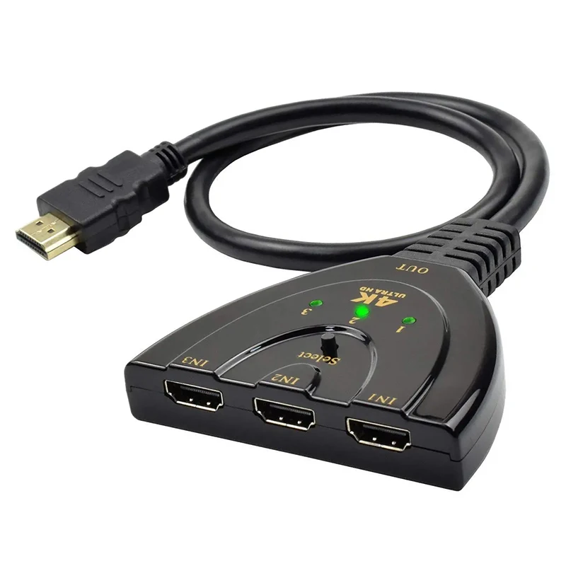 4K HDTV Splitter 3 In 1 Out 3-Port HD Switcher Selector HD Kabel unterstützt Full HD 4K 1080P 3D Player HDTV,PS4 Spielekonsole