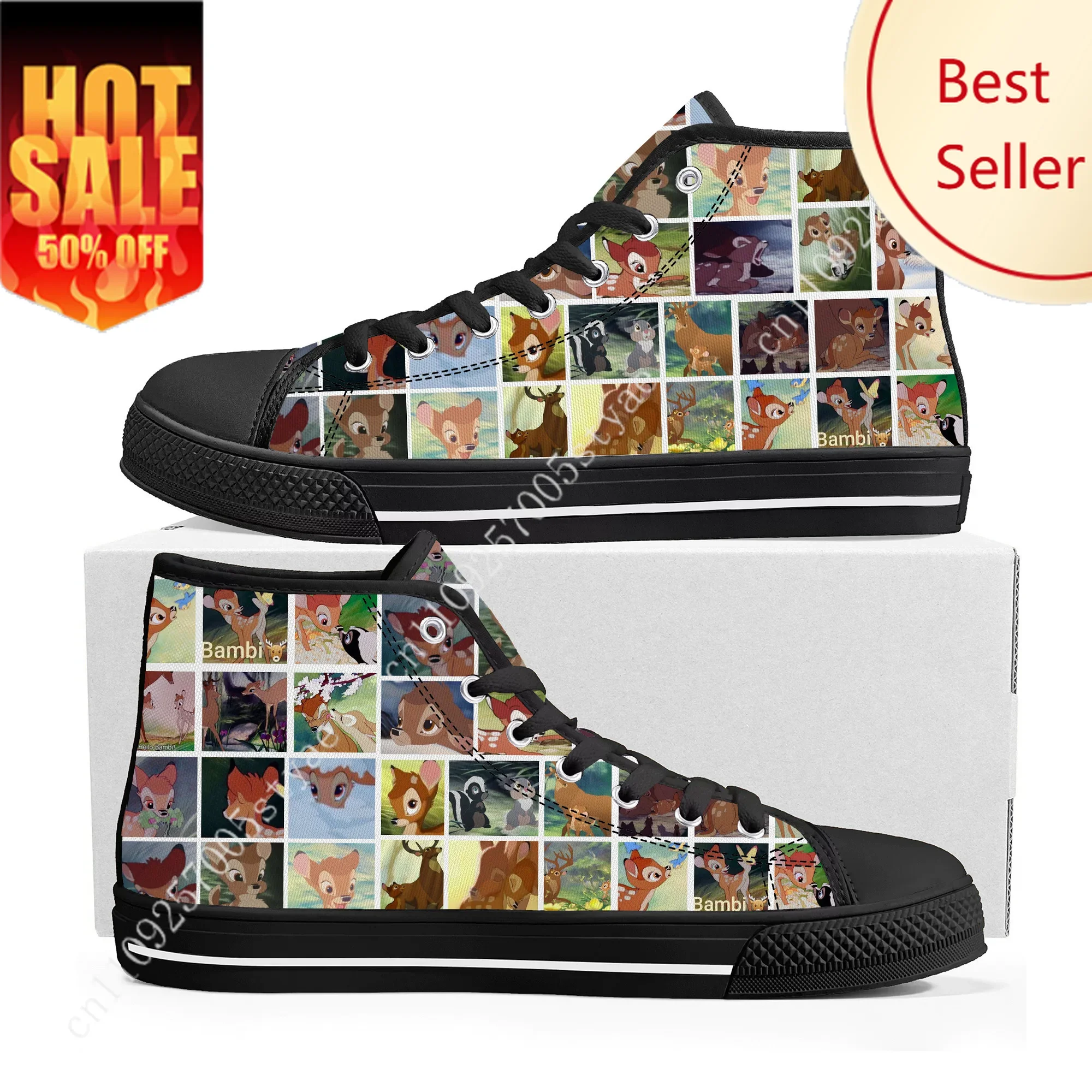 

Bambi High Top Sneakers Disney Cartoon Movie DIY Decorate Shoes Design Your Party Holiday Gifts Custom Shoe