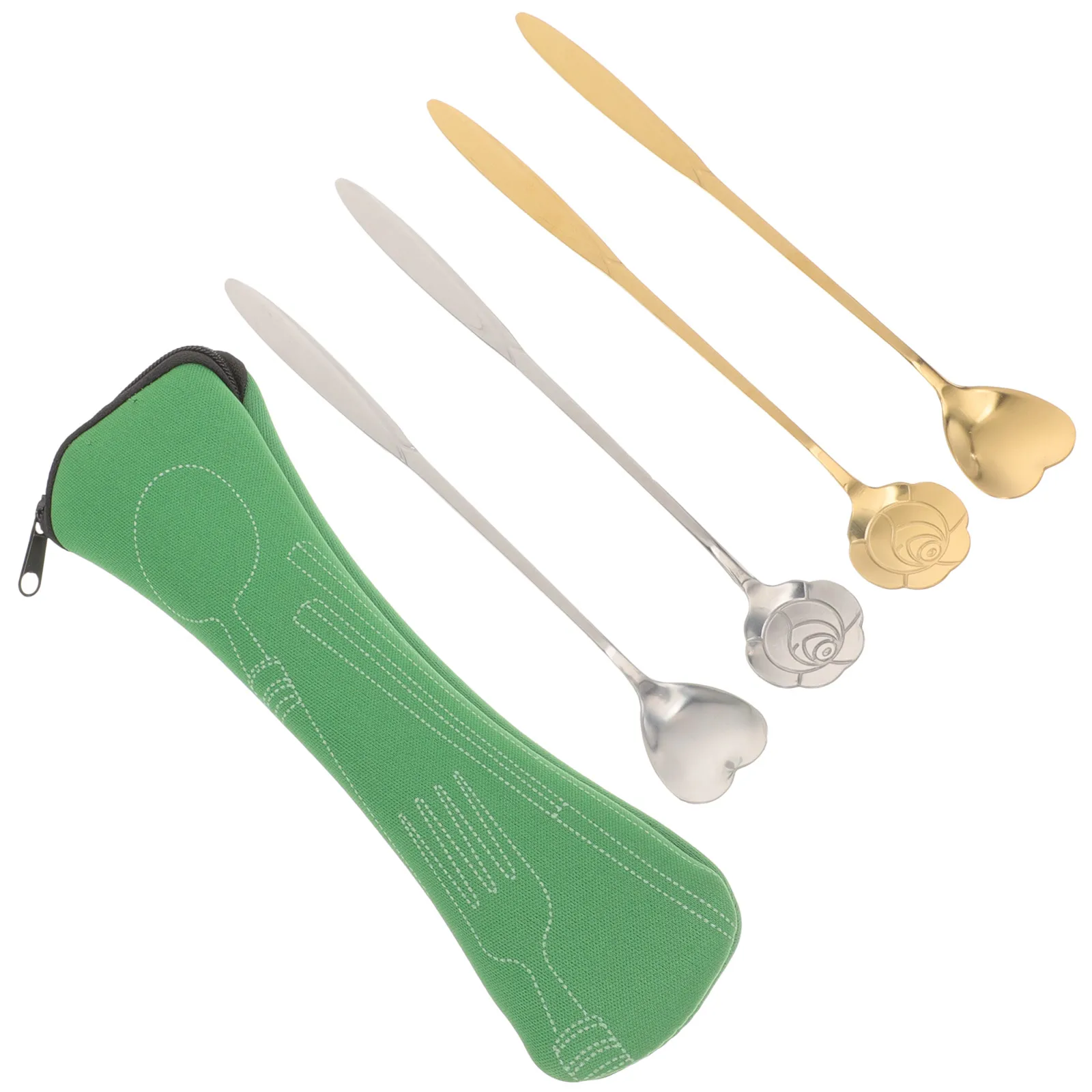 

Stainless Steel Coffee Spoon Set Heart Flower Pattern Long Handle Mixing Spoon For Coffee Tea Dessert Ice Cream Kitchen Barware