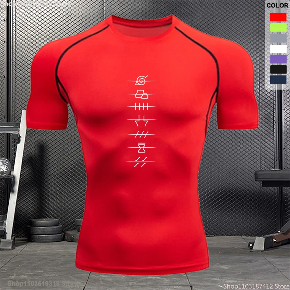 

Men's Fitness Sports Quick-drying T-shirt Summer Running Breathable Short-sleeved Jiu-Jitsu Jogging Tight Training Clothes S-3XL
