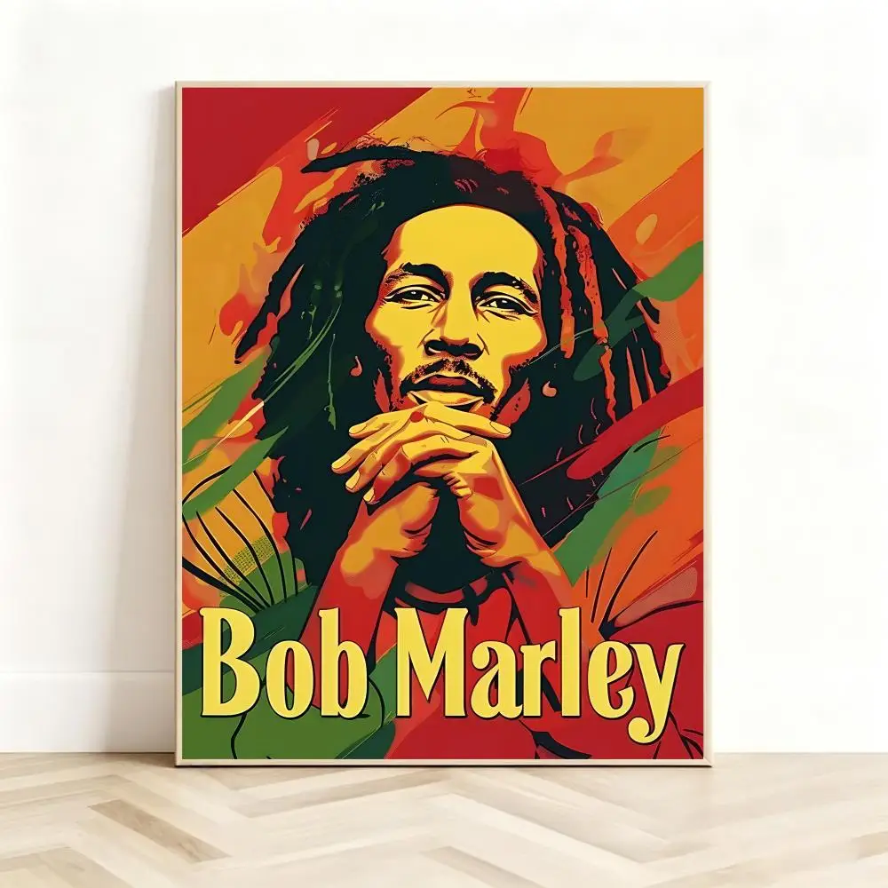 Reggae Singer B-Bob Marley Poster Classic Self-Adhesive PP Wall Sticker for Living Room Bar Decor Gift