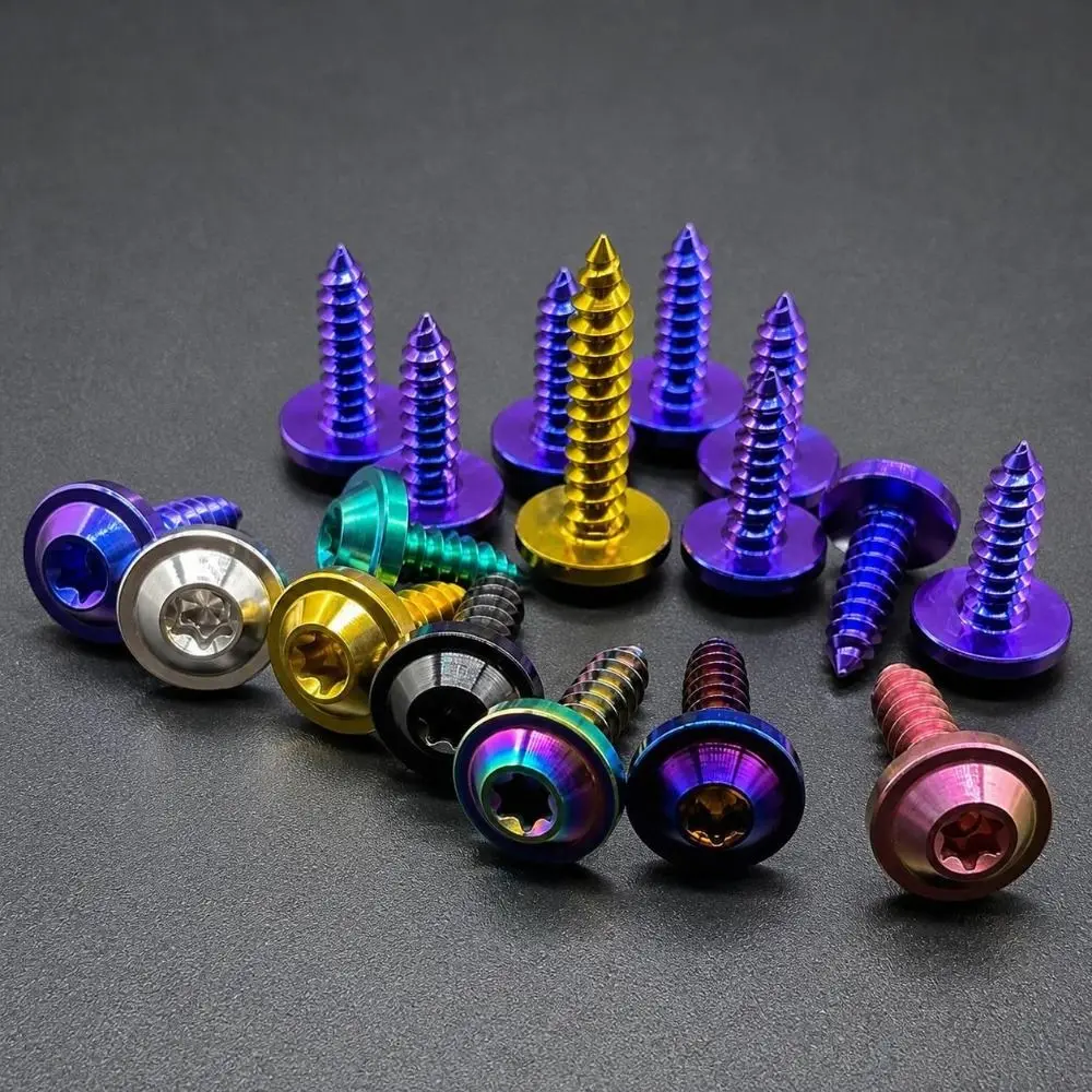 Lightweight Titanium Self Tapping Screw M4 M5 Torx Drive Titanium Fastener GR5 Trim Panel Screw
