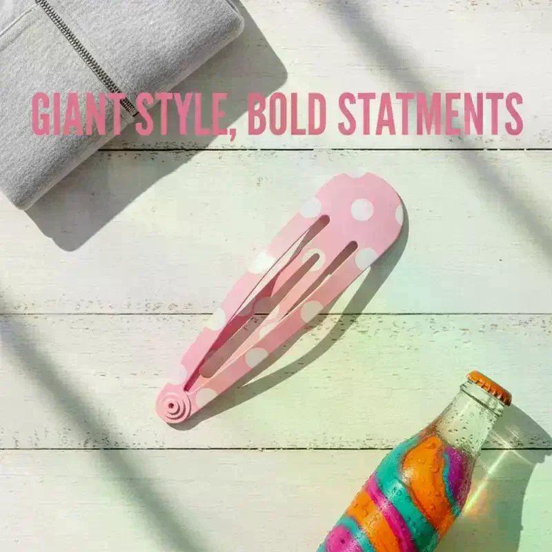 Funny Extra-large Hair Clips Polka Dot Strawberry Pattern Curtain Clip 3D Printed Kawaii Hairpin Photography Props 스트로베리 헤어클립