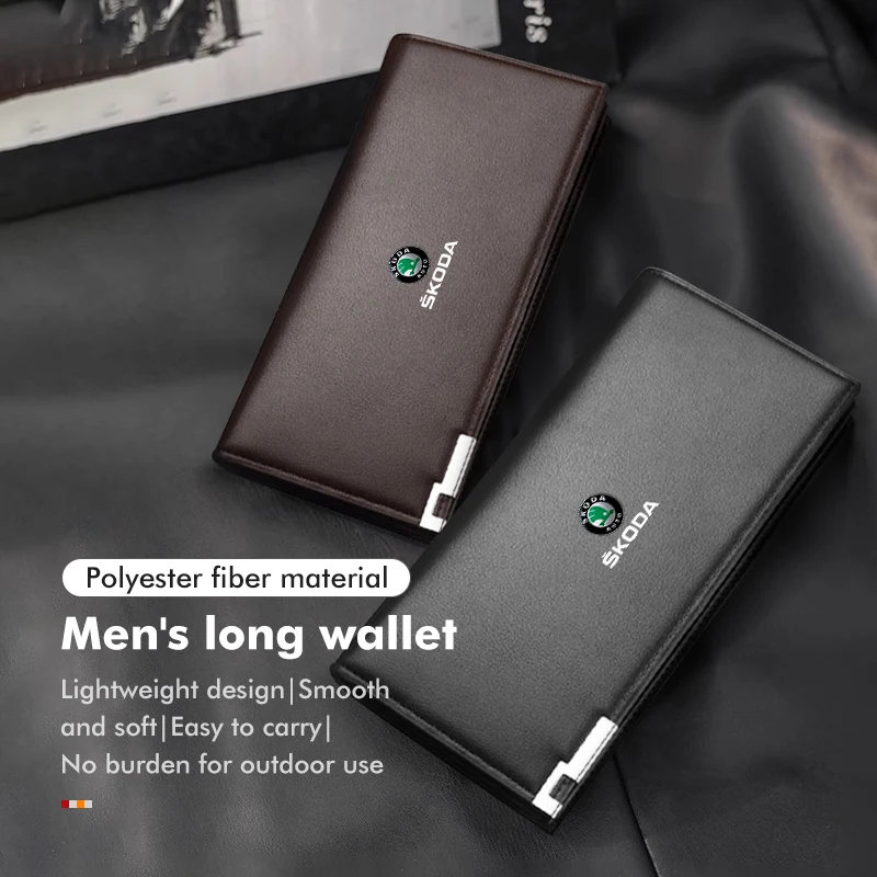 Men Car License Storage Credit Card Holder Documents Wallet For Skoda Fabia Kamiq Superb MK3 VisionS Yeti Scala Enyaq-iV