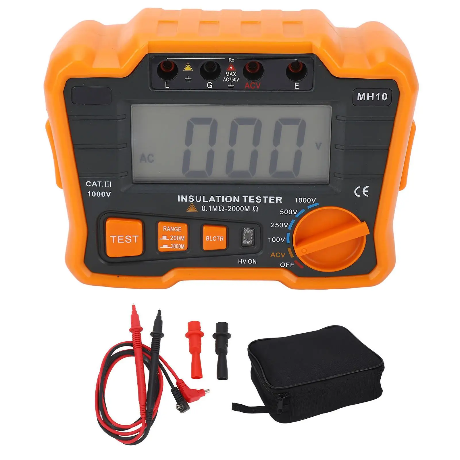 Digital Insulation Resistance Meter Megohmmeter LCD Tester 1999 Counts - High Insulation Tester Tool