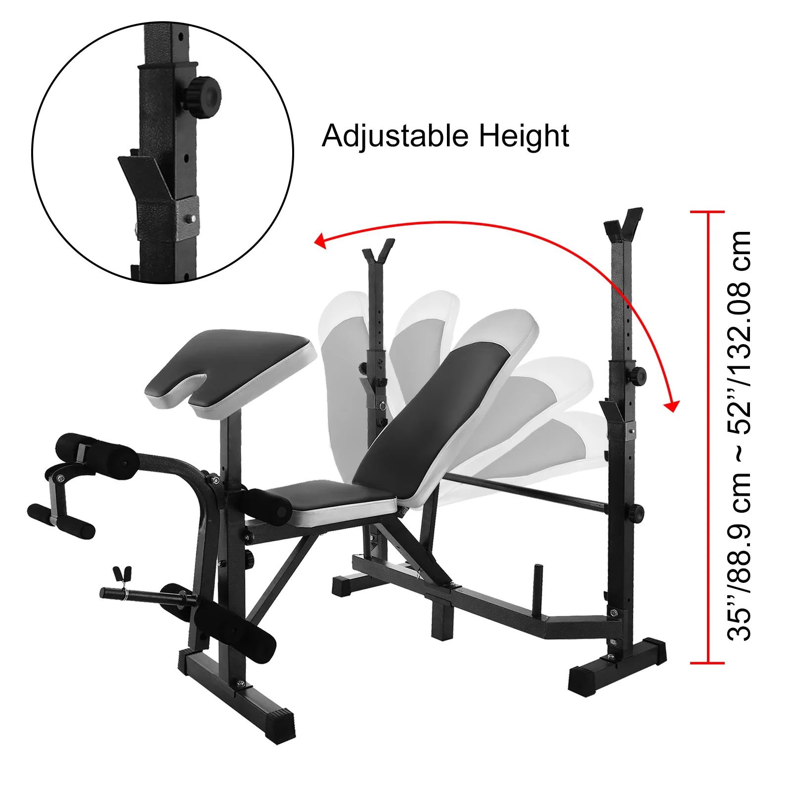 Verstellbare Gewichtheberbank | Sihao Verstellbare Gewichtheberbank, Multifunktionale Hantelbank, Beinbeuger, Heimfitness-Set, 660lb B – Detail 6