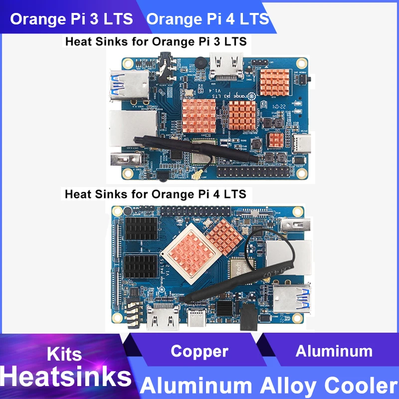 

Orange Pi 3 LTS Heat Sink Aluminum Alloy Radiator Copper Cooler Kits Passive Cooling Orange Pi 4 LTS Heatsinks for Orange Pi 5