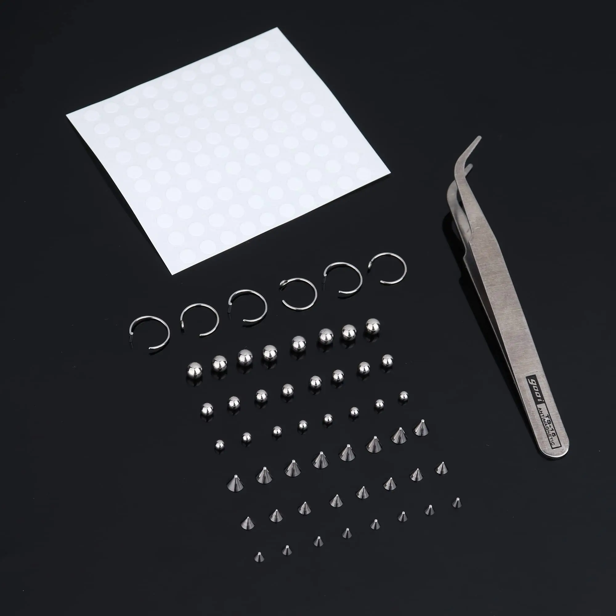 Fake Eyebrow Ring Fake Lip Studs Replacement Balls Spike with 100Pcs Sticker Hoop Body Jewelry Fake Skin Piercing 3mm 4mm 5mm